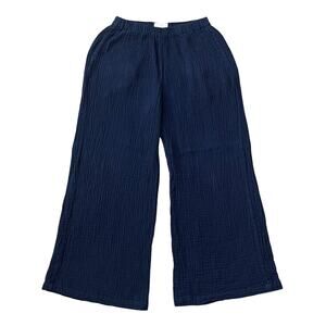 Honest Cotton Wide Leg Crop Pants Blue Size S/M